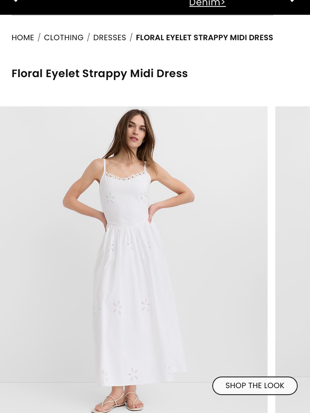 Floral Eyelet Strappy Midi Dress - White